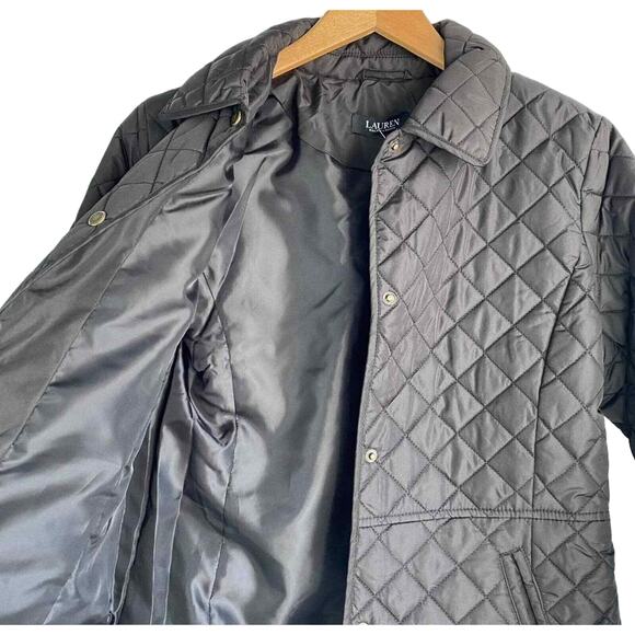 Ralph Lauren Snap Front Quilted Jacket Sz SP / Small Petite Black NWT - Picture 4 of 8